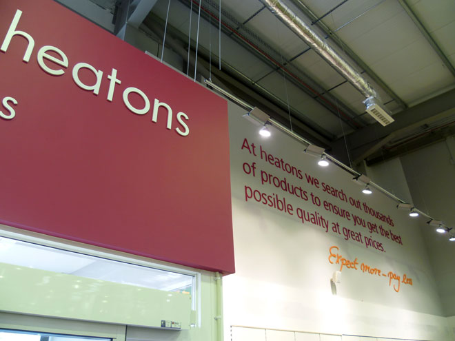 signage at the new Heatons store