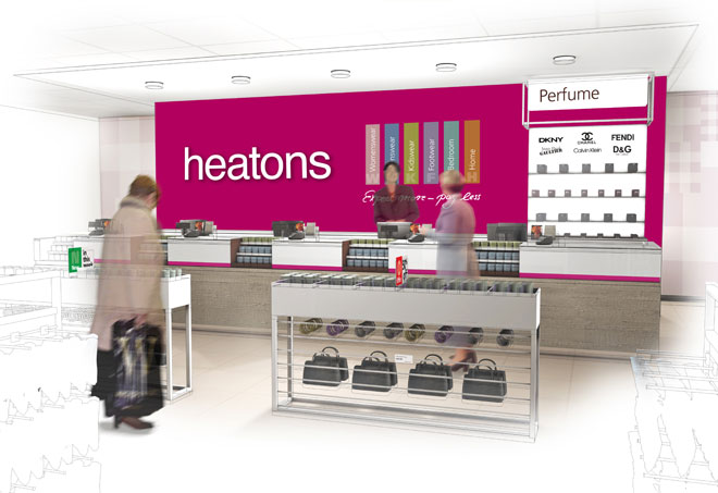perfume counter visual designs by Barber for the new Heatons store
