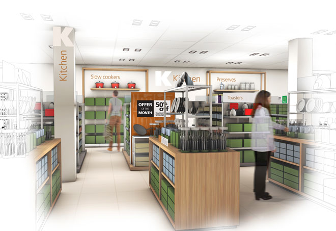 kitchen ware visual designs by Barber for the new Heatons store