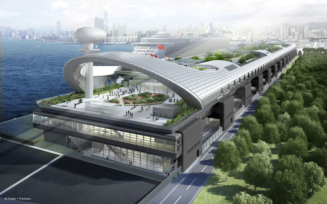 Artists visualisation of the newly finished Kai Tak Cruise Ship Terminal