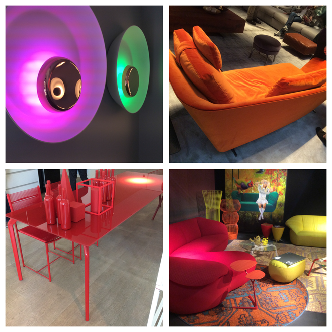 Vibrant colours such as yellow, grass green, orange, purple, red, pink...