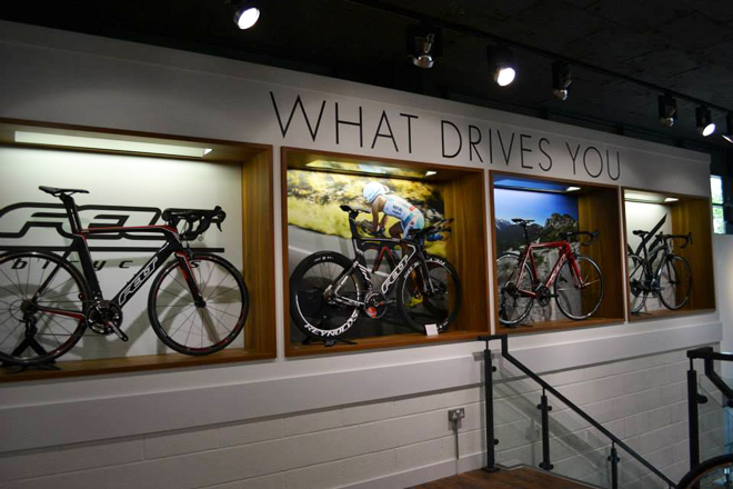 the cycling section at the Triathlon Shop