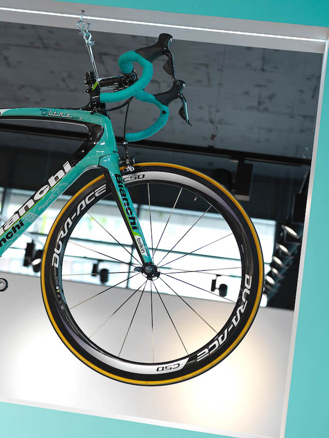 colourful bike that matches interior design colour